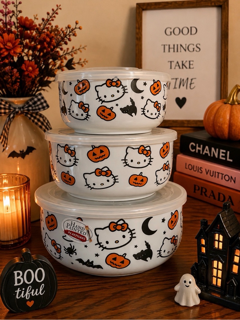 Hello Kitty Halloween Food Storage Set - White and Orange